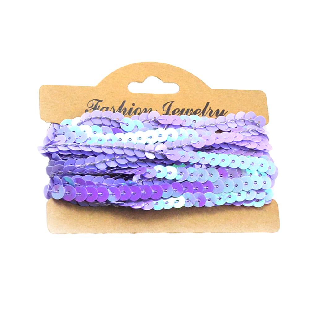 3x5Yd Sequins Paillette Ribbon Trim Braid Trim Lace DIY Sewing Clothing Purple