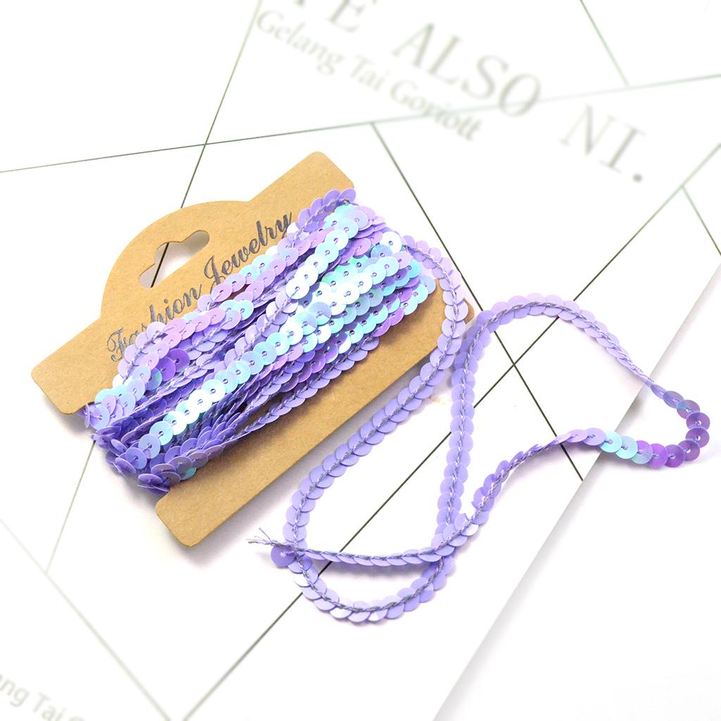 3x5Yd Sequins Paillette Ribbon Trim Braid Trim Lace DIY Sewing Clothing Purple