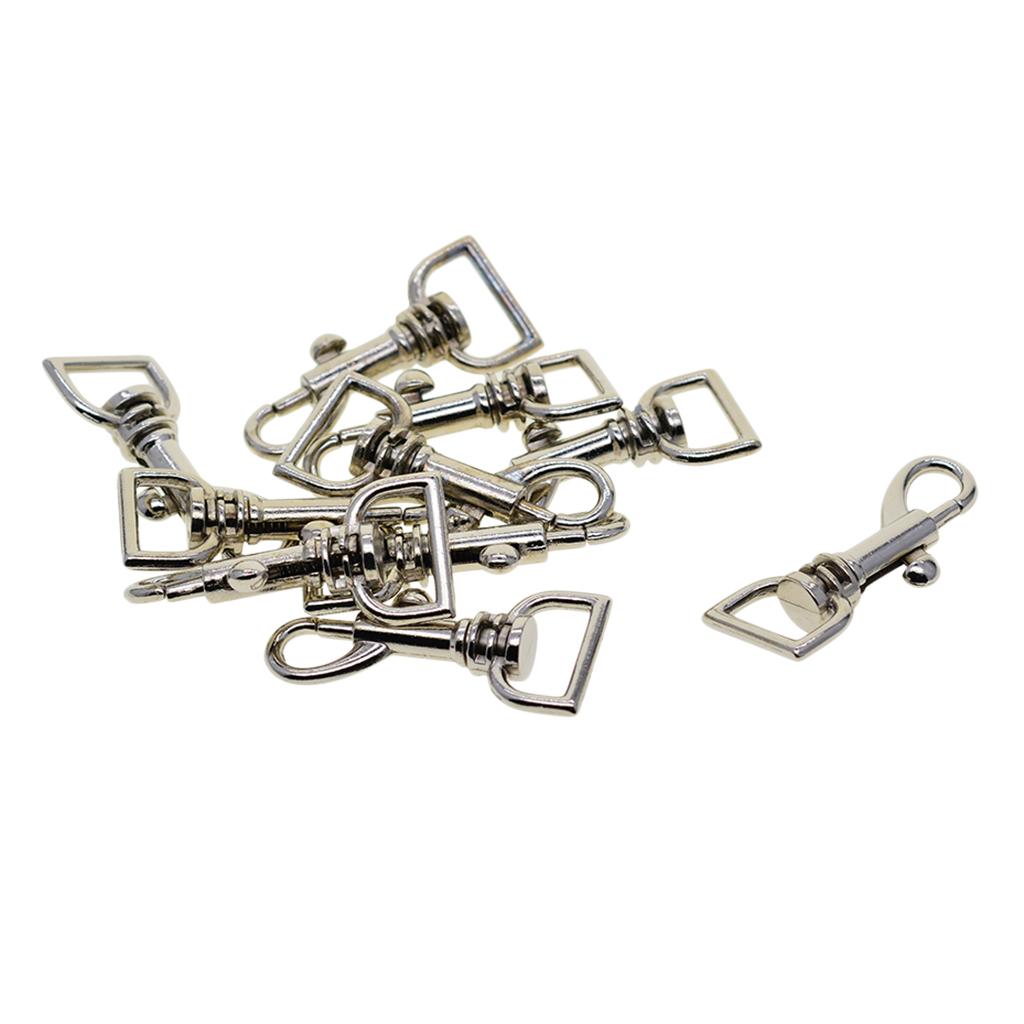 4x10 Pcs Fine Swivel Snap trigger key bag Clasp hook 0.5inch D ring silver
