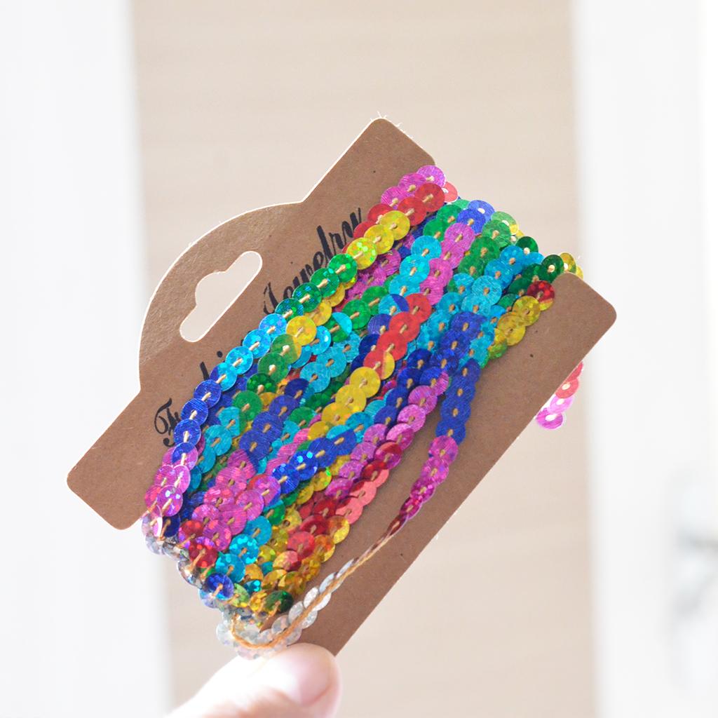 3x5Yd Sequins Paillette Ribbon Trim Braid Trim Lace DIY Sewing crafts rainbow