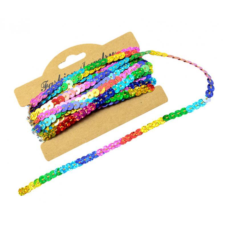 2x5Yd Sequins Paillette Ribbon Trim Braid Trim Lace DIY Sewing crafts rainbow