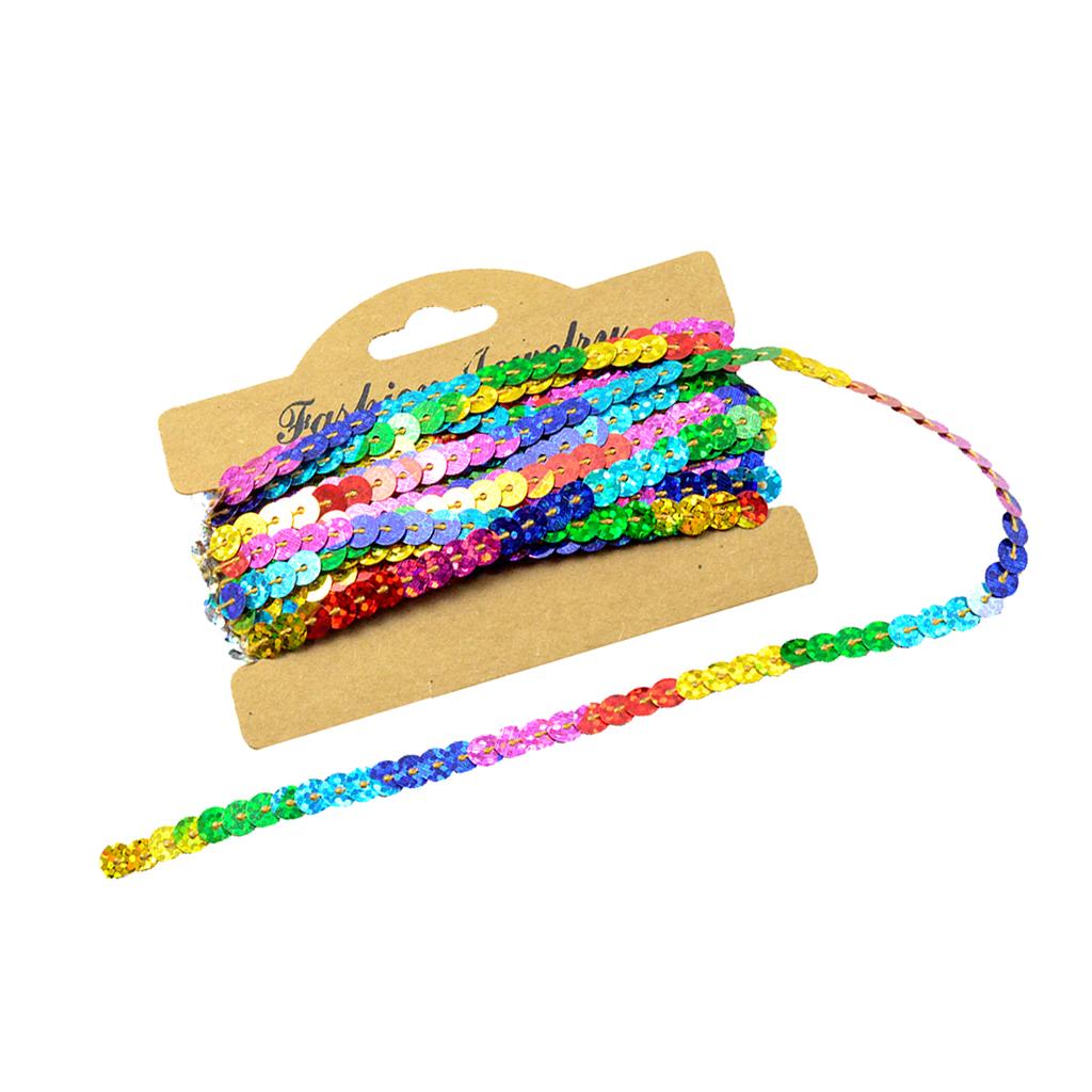 3x5Yd Sequins Paillette Ribbon Trim Braid Trim Lace DIY Sewing crafts rainbow