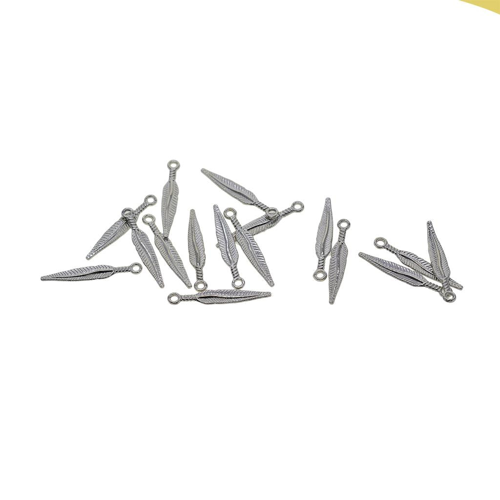 4x100 pcs 3D Feather Leaf Metal Charms pendants Jewelry DIY Making Silver