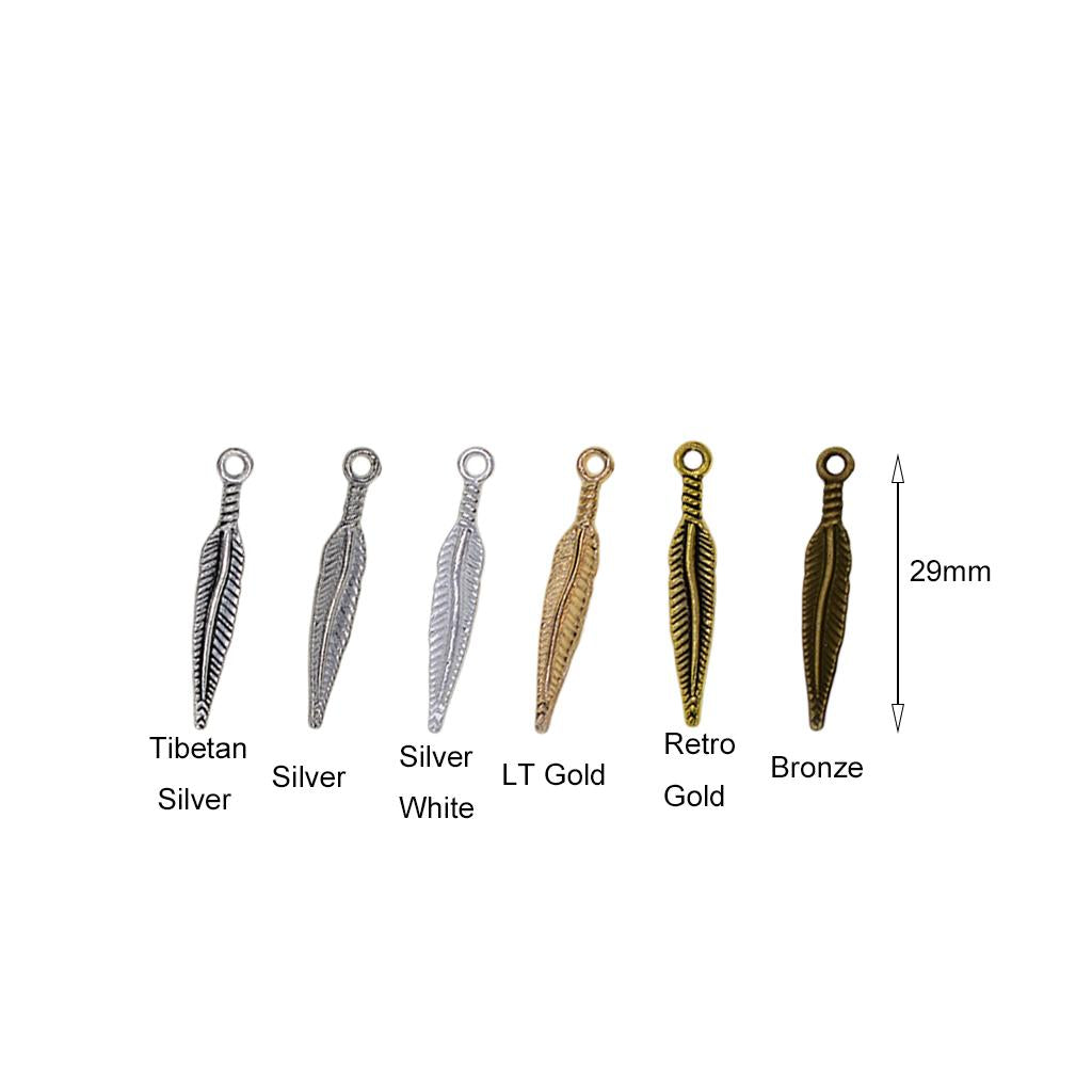 4x100 pcs 3D Feather Leaf Metal Charms pendants Jewelry DIY Making Silver White