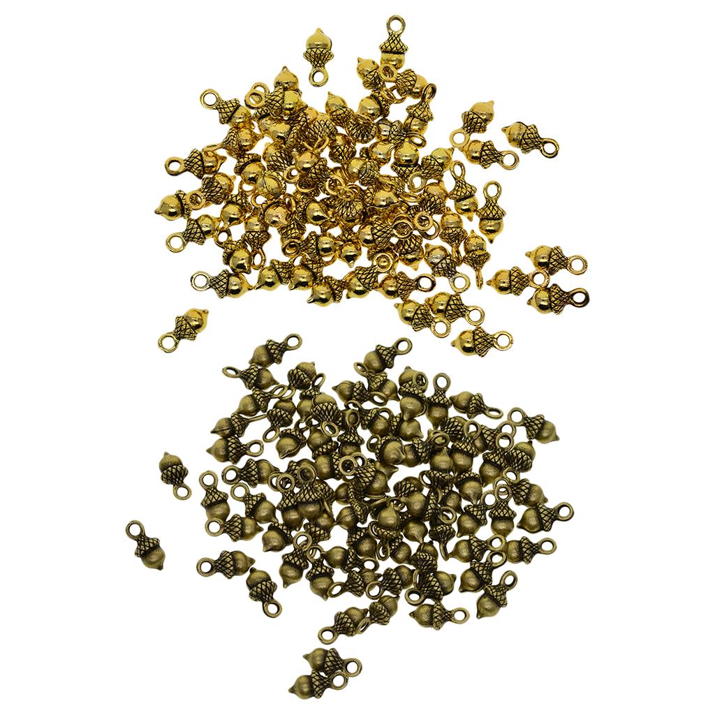 3x50pcs antique 3D Pineal Fruit Acorn Nut Charm DIY Jewelry  Golden