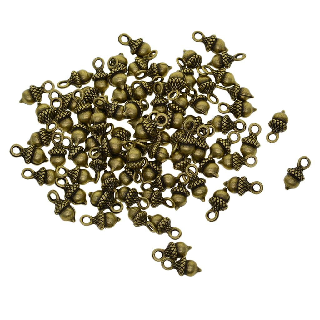 2x50pcs antique 3D Pineal Fruit Acorn Nut Charm DIY Jewelry  Green Bronze