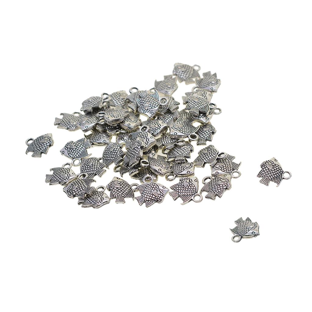 3x50Pcs Tibetan Silver 3D Cute Sea Tropical Fish Charms Pendants DIY Jewelry