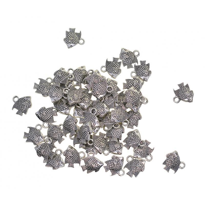 2x50Pcs Tibetan Silver 3D Cute Sea Tropical Fish Charms Pendants DIY Jewelry