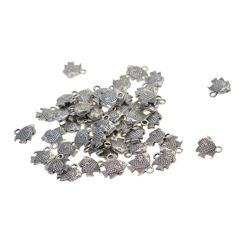 3x50Pcs Tibetan Silver 3D Cute Sea Tropical Fish Charms Pendants DIY Jewelry