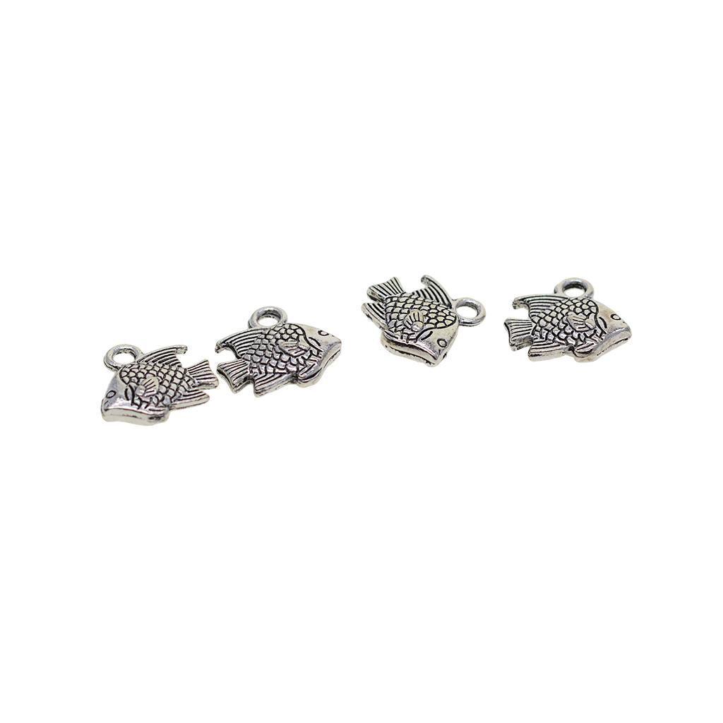 4x50Pcs Tibetan Silver 3D Cute Sea Tropical Fish Charms Pendants DIY Jewelry