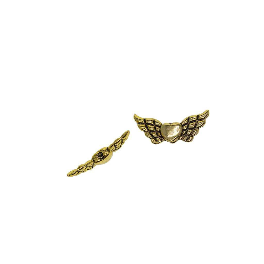 4x50Pcs Antique Gold Metal Angel Wing Heart Spacer Beads Jewelry DIY Making