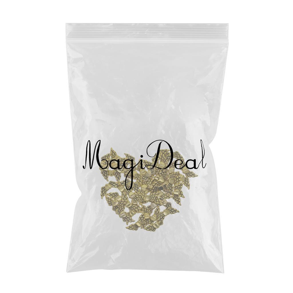 2x50Pcs Antique Gold Metal Angel Wing Heart Spacer Beads Jewelry DIY Making
