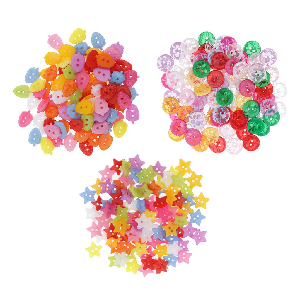 2x100x 15mm Colorful Plastic 2-holes Buttons for DIY Sewing Craft Star