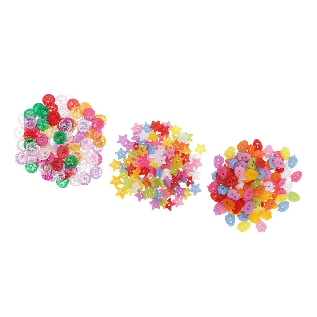 4x100x 15mm Colorful Plastic 2-holes Buttons for DIY Sewing Craft Star