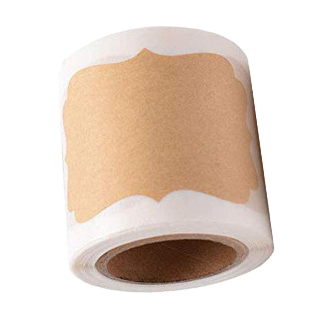 2x300pcs Blank Kraft Paper Self-Adhesive Label Seals Sticker for Hand Crafts