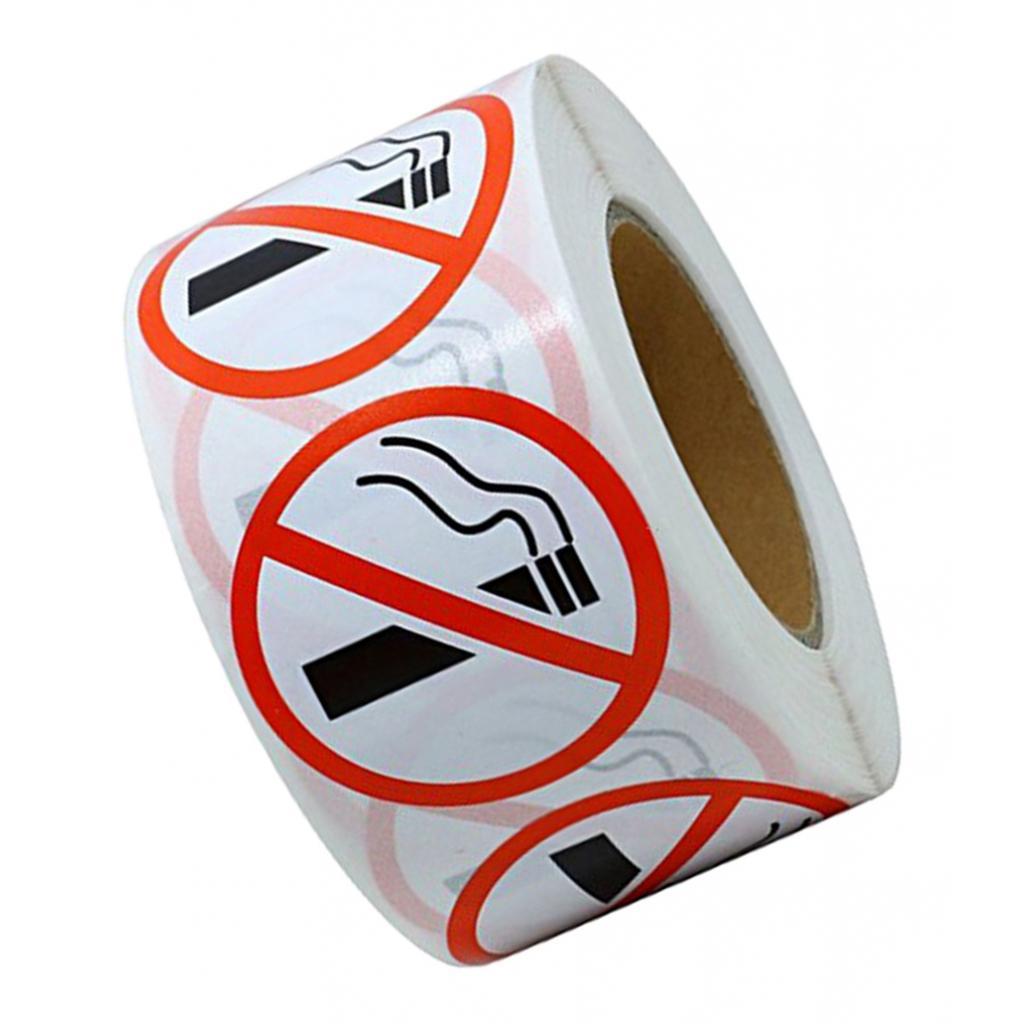 3x500 Pieces/Roll No Smoking Sticker Logo Signs Adhesive Labels 2.5cm Diameter