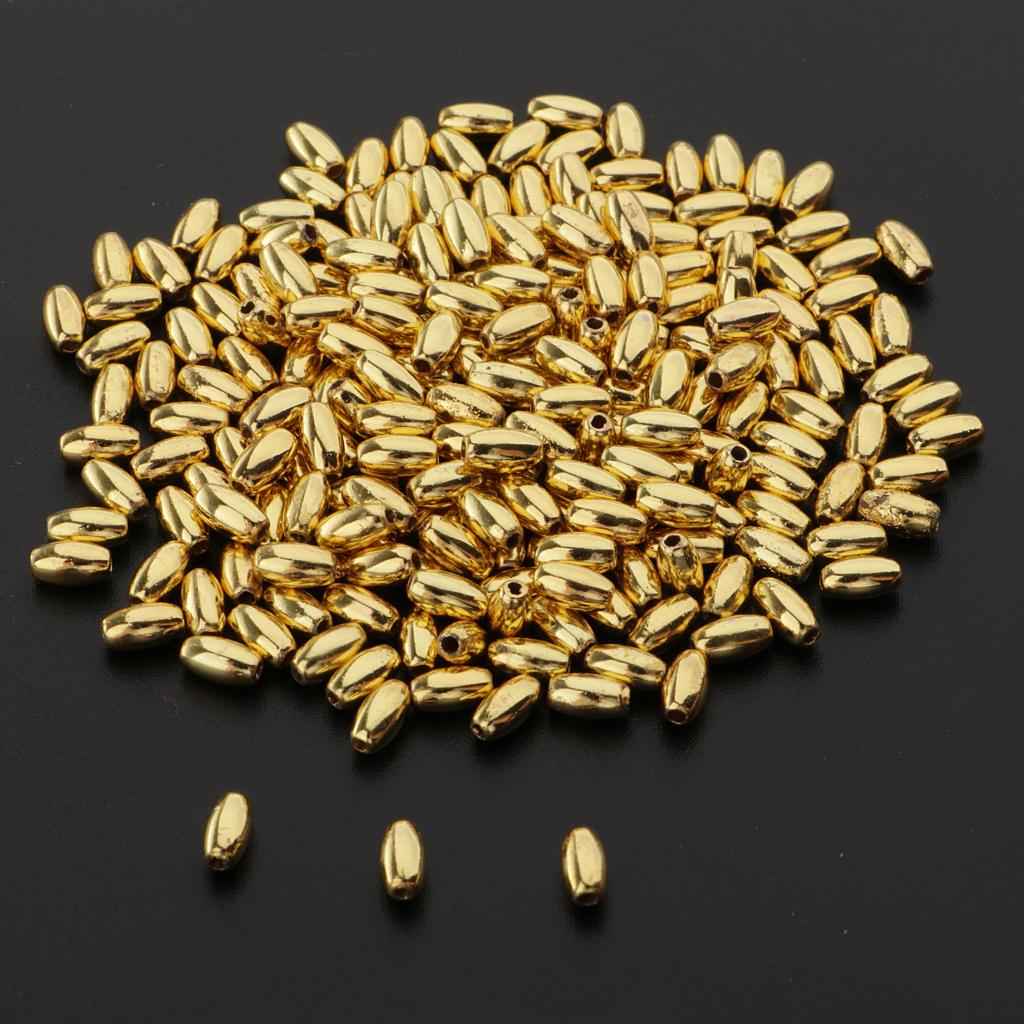100Pieces Metal Oval Loose Spacer Beads Jewelry Making 18K Golden