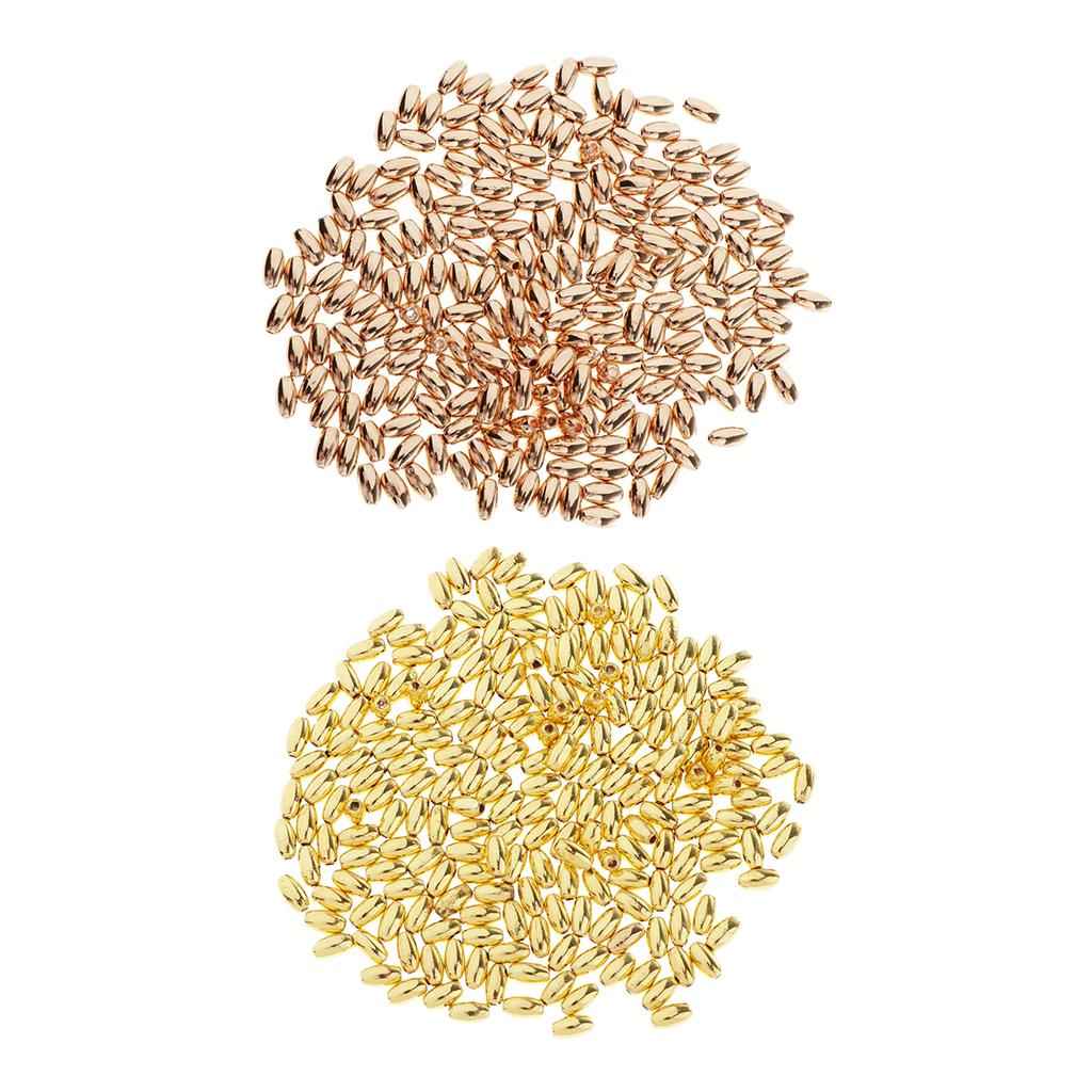 100Pieces Metal Oval Loose Spacer Beads Jewelry Making 18K Golden