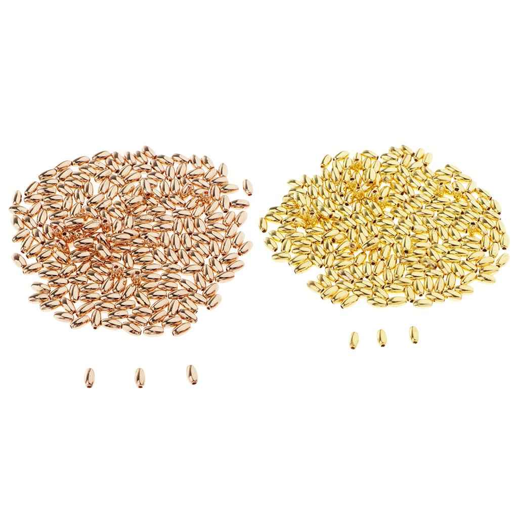 100Pieces Metal Oval Loose Spacer Beads Jewelry Making 18K Golden