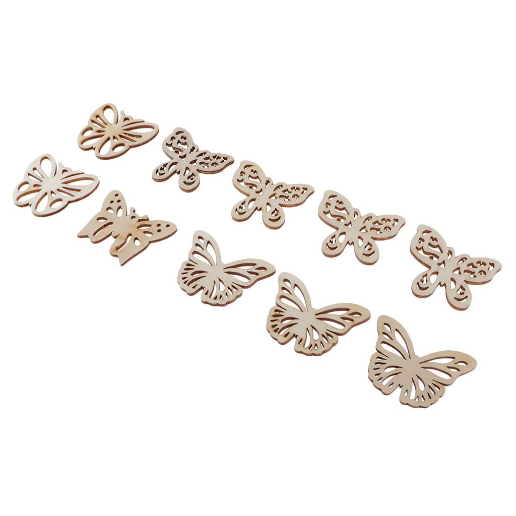 4x10 Pieces Butterfly Shape Hollow Wooden Pieces Embellishments Crafts