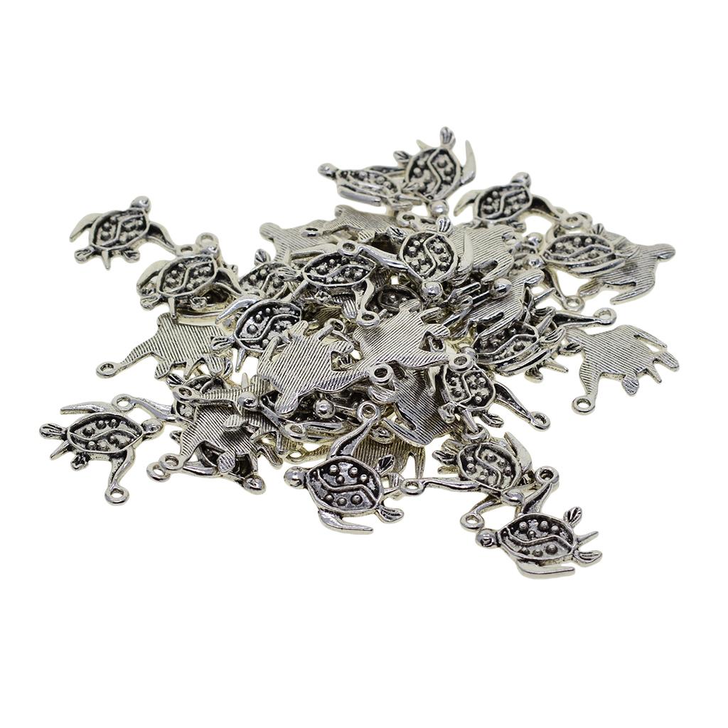 2x50pcs Tibetan Silver turtle tortoise charms pendants Jewelry Making DIY 