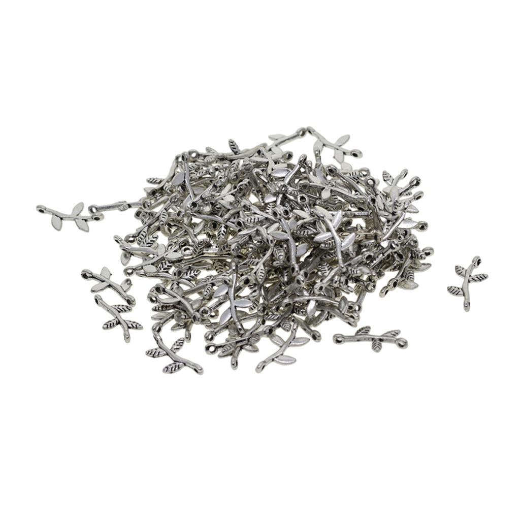 4x100Pcs Tibetan Silver mini 3D Rose Leaf  dangle Charms Connector  DIY Making