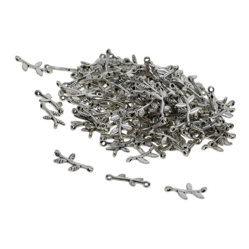 3x100Pcs Tibetan Silver mini 3D Rose Leaf  dangle Charms Connector  DIY Making
