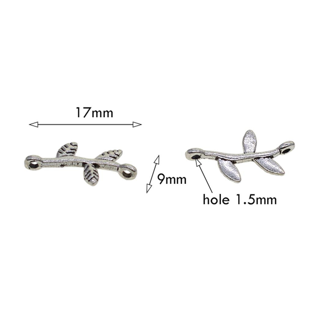 2x100Pcs Tibetan Silver mini 3D Rose Leaf  dangle Charms Connector  DIY Making