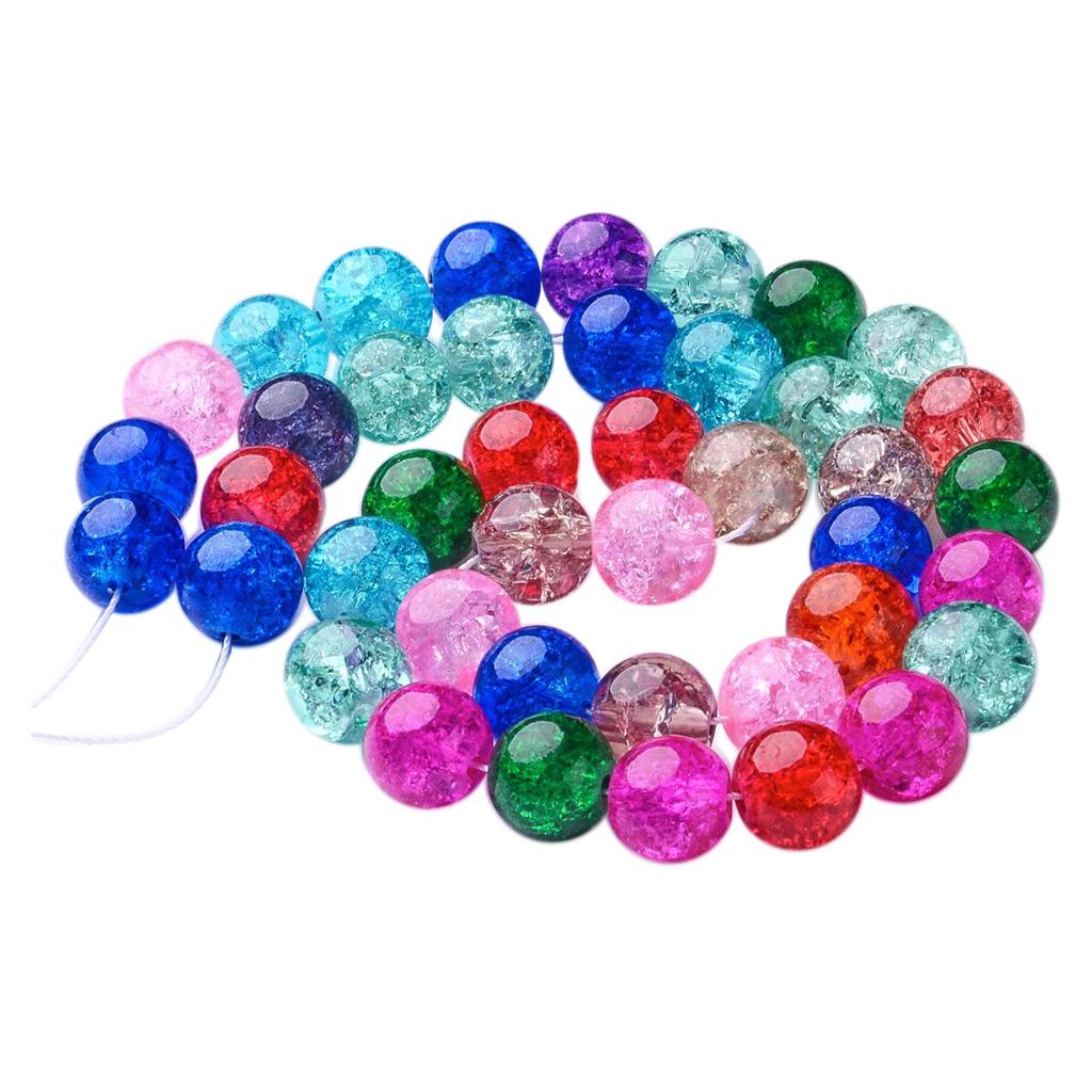 2x10mm Glass Crackle Beads Round Glass Beads for DIY Jewelry Making