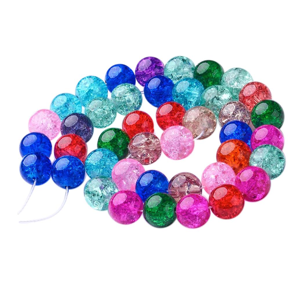 2x10mm Glass Crackle Beads Round Glass Beads for DIY Jewelry Making