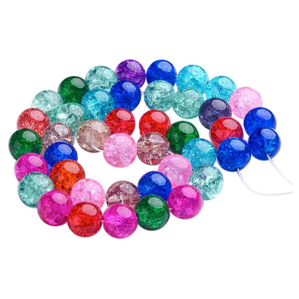 2x10mm Glass Crackle Beads Round Glass Beads for DIY Jewelry Making