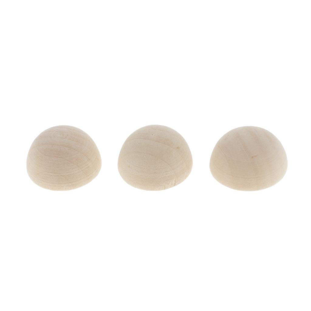 3x20Pcs Half Ball Natural Unfinished Wood For Jewelry Making DIY Crafts 25MM