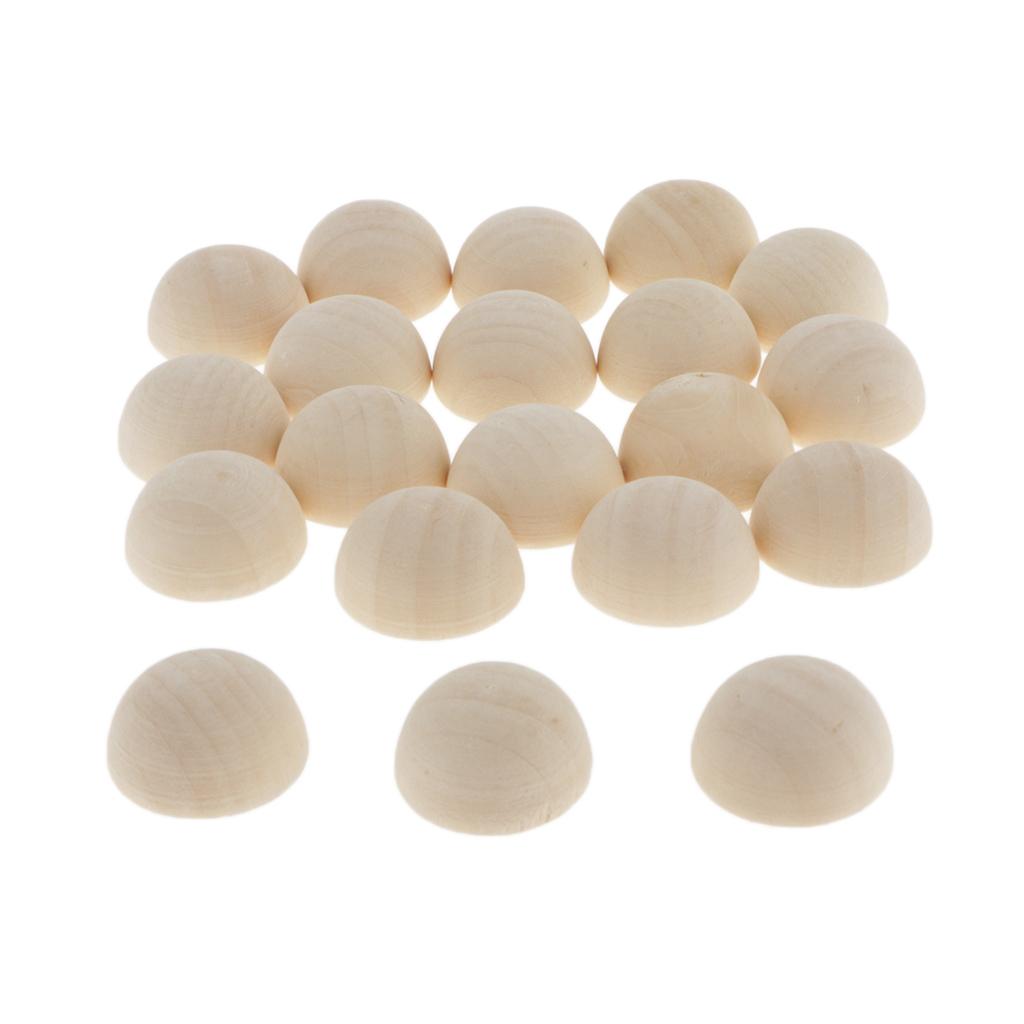 2x20Pcs Half Ball Natural Unfinished Wood For Jewelry Making DIY Crafts 25MM
