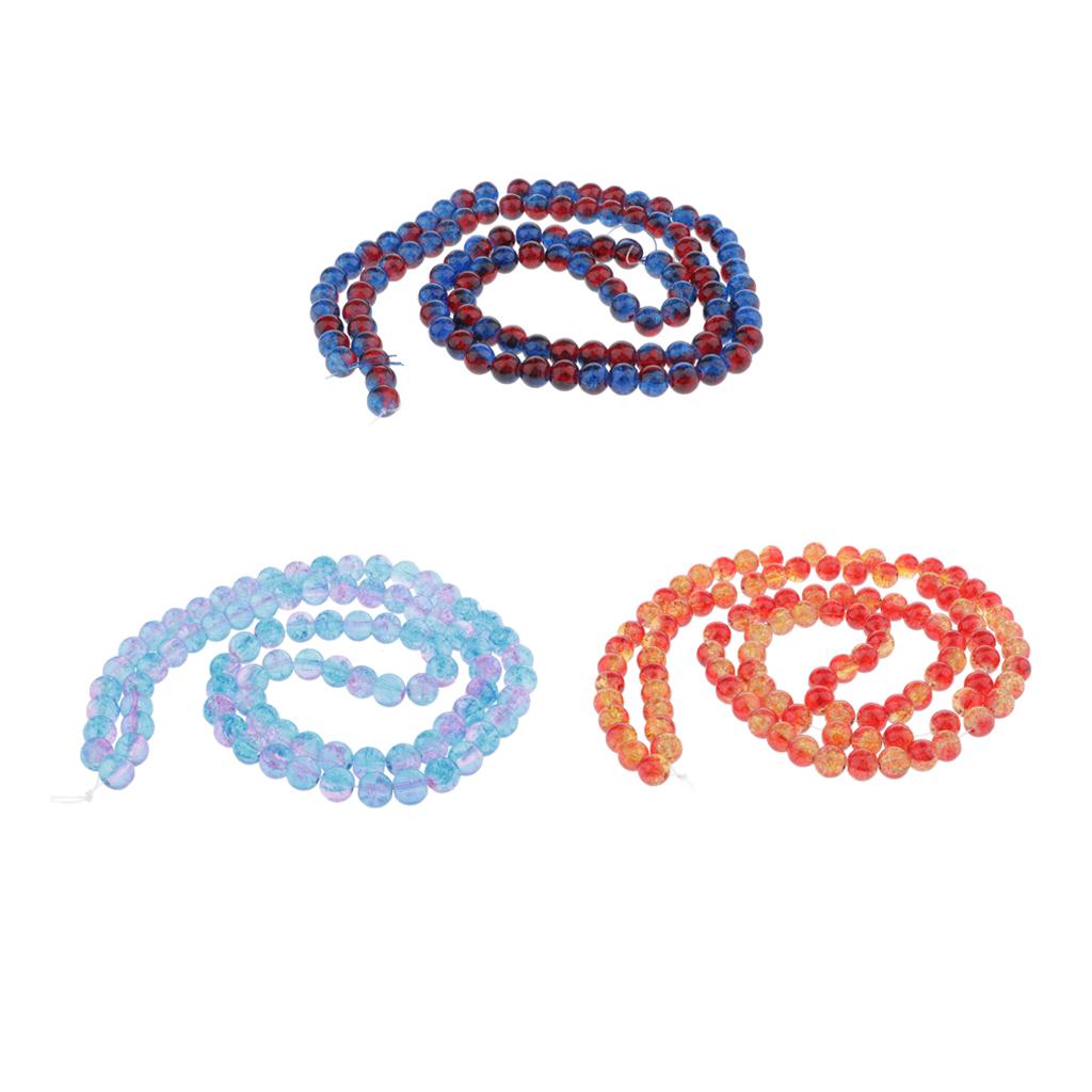 3x100Pcs colorful glass Round Beads Loose Spacer Bead DIY red and yellow 