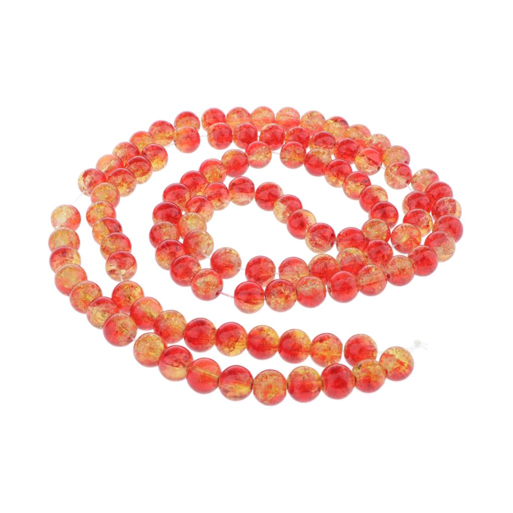 2x100Pcs colorful glass Round Beads Loose Spacer Bead DIY red and yellow 
