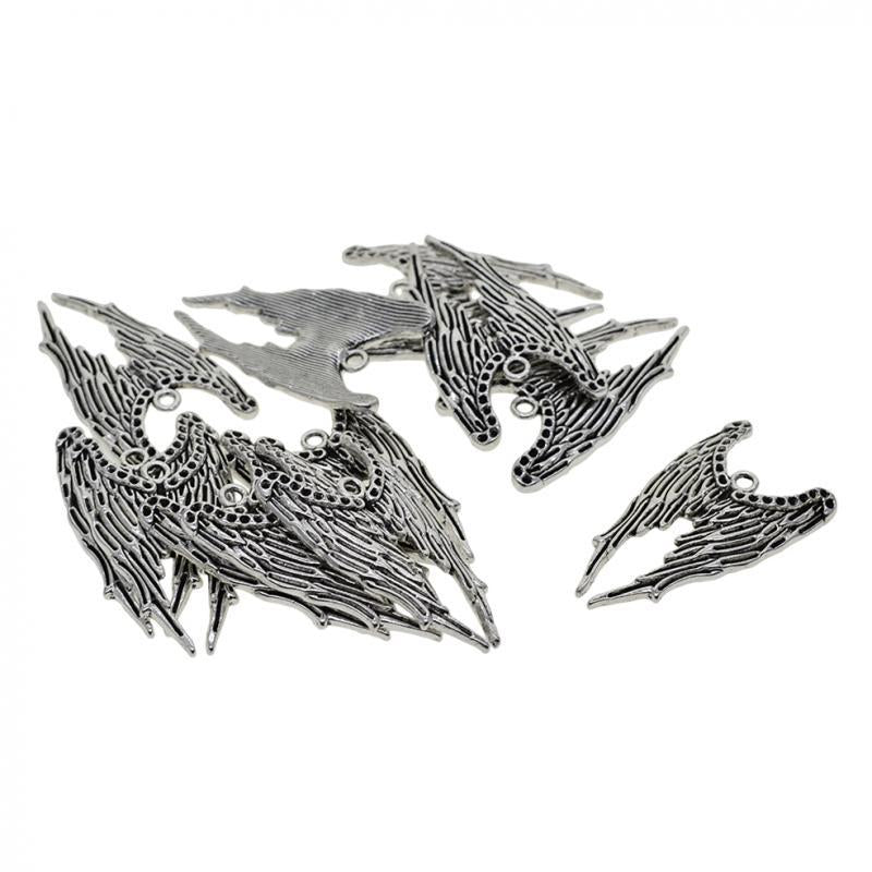 2x10pcs Tibetan Silver Large Angel Wing Charms Pendants Bookmark 38x22mm