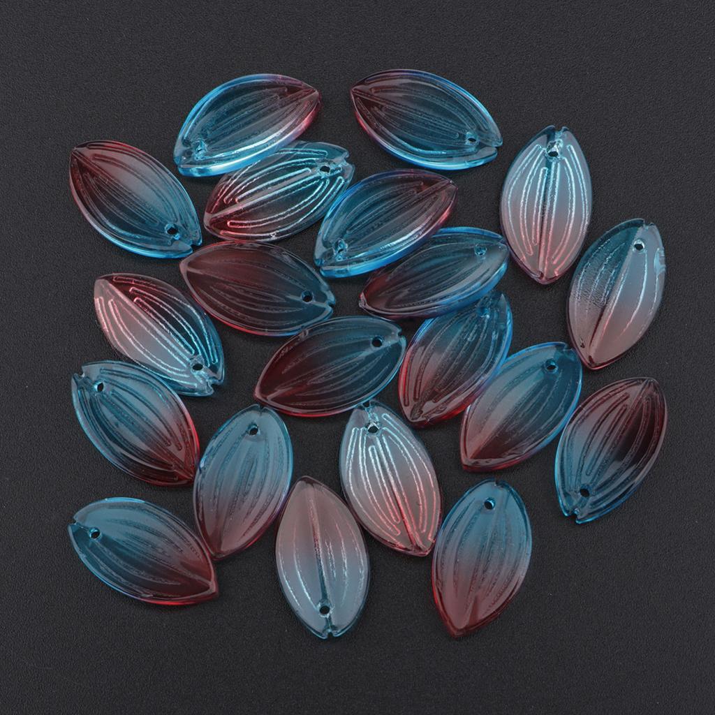 4x20x Petals Glass Beads Loose Spacer Bead for DIY Jewelry Making Blue Red