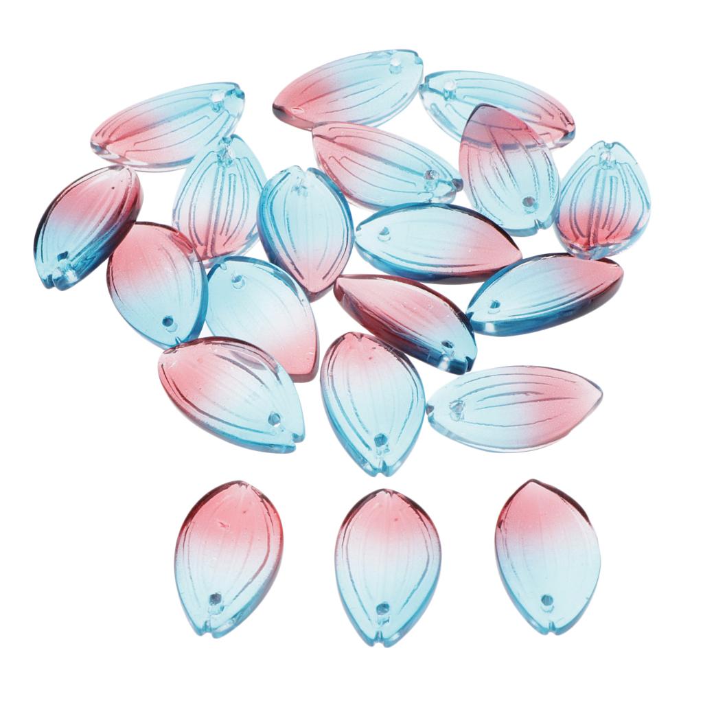 2x20x Petals Glass Beads Loose Spacer Bead for DIY Jewelry Making Blue Red