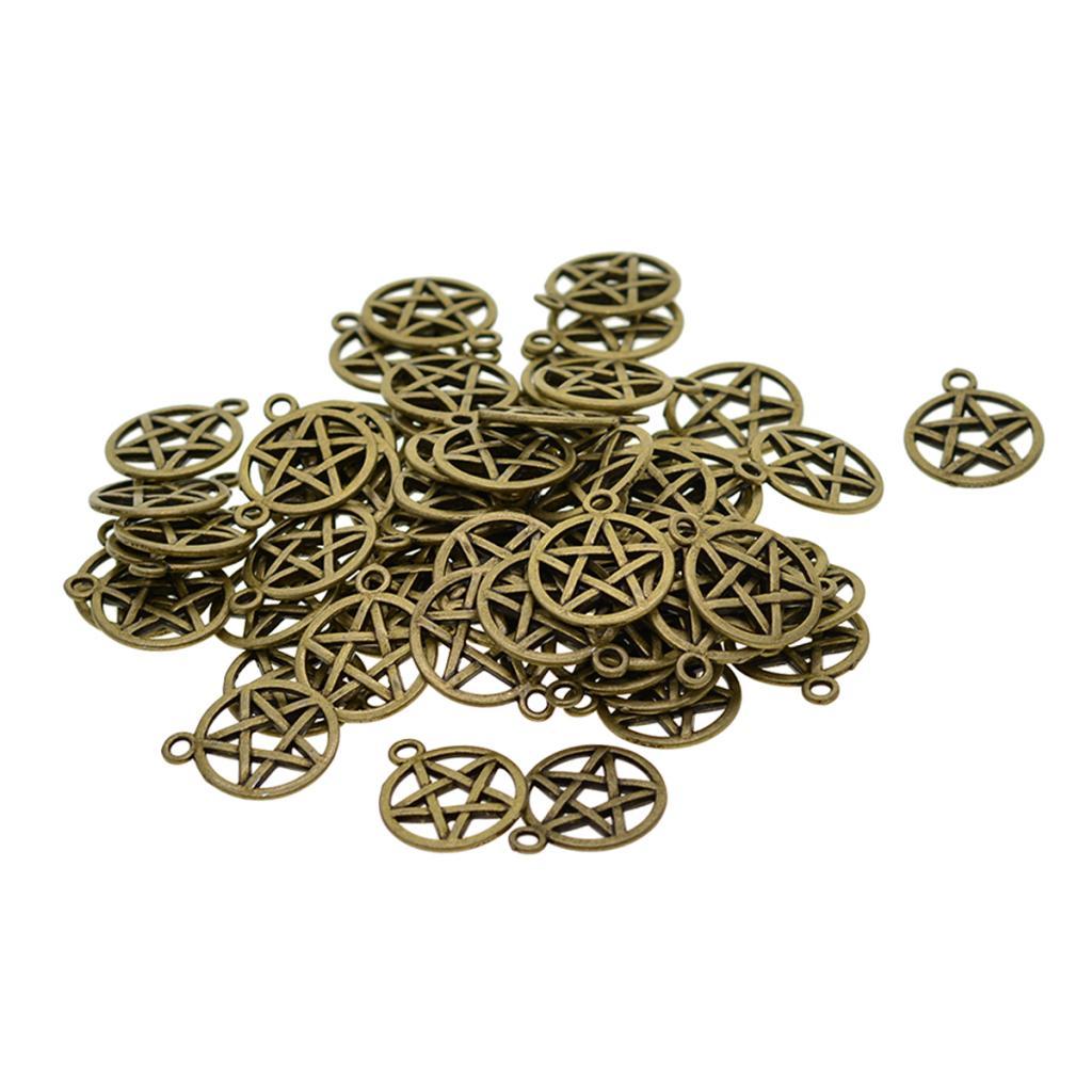 3x50 Pieces Tibetan Bronze Alloy Round Star Pentacle Jewelry DIY Making Charms