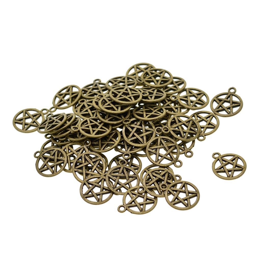 3x50 Pieces Tibetan Bronze Alloy Round Star Pentacle Jewelry DIY Making Charms