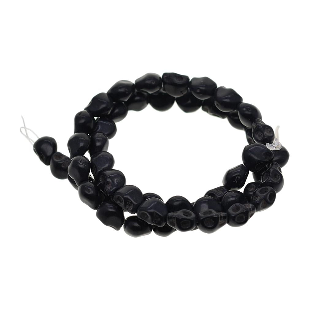 6x52 Pieces Black 3D Howlite Turquoise Skull Spacer Beads DIY Jewelry