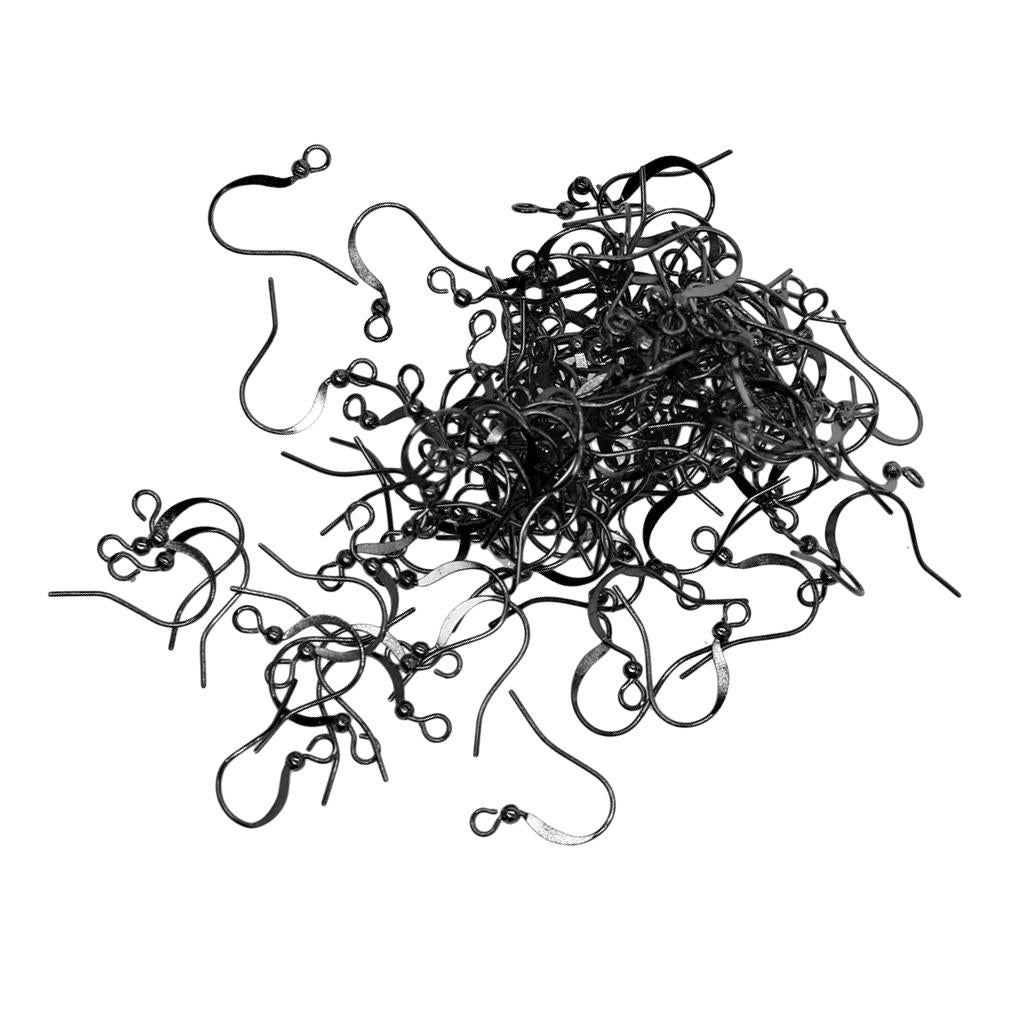 3x100Piece Brass Earring Hooks Fish Hook Ear Wires French Wire Hooks Black