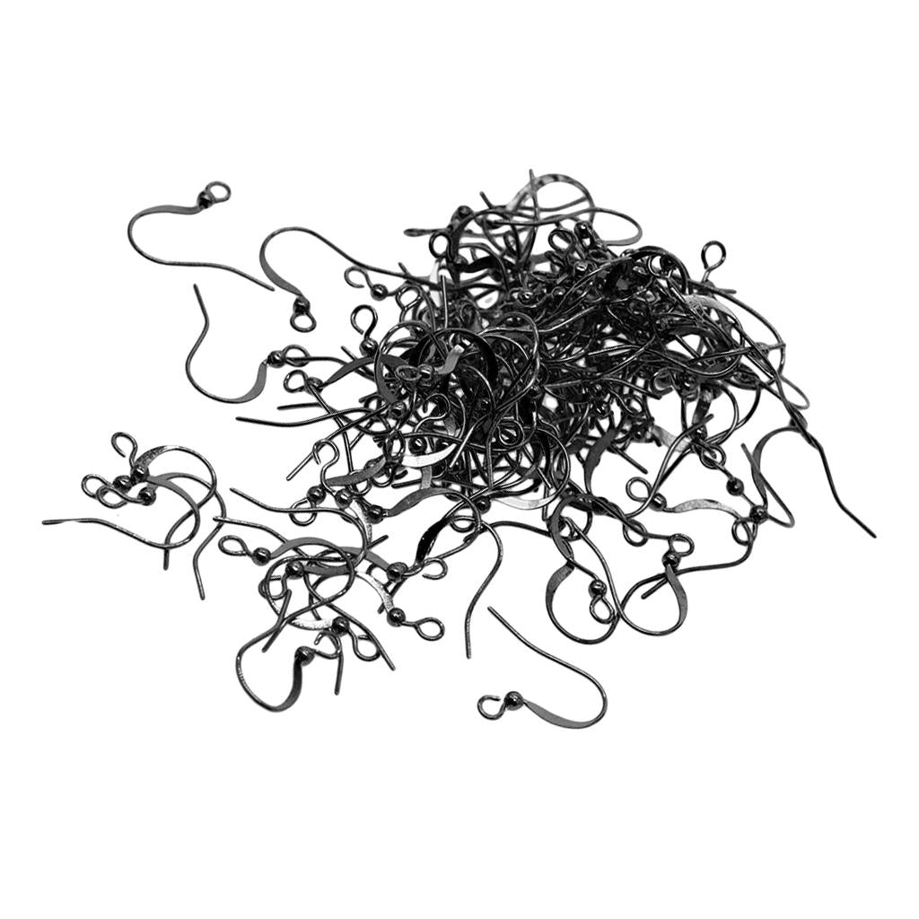 4x100Piece Brass Earring Hooks Fish Hook Ear Wires French Wire Hooks Black