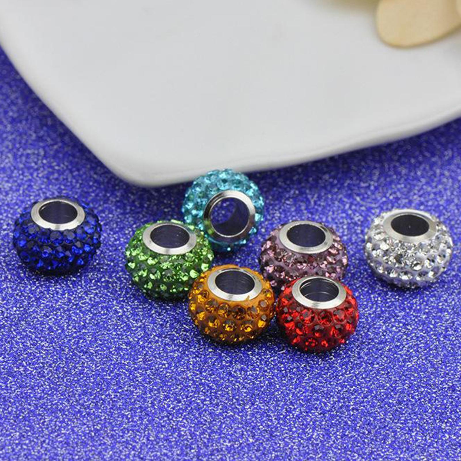 3x10pcs European Spacer Beads Rhinestone Bracelet Jewelry Findings Blue