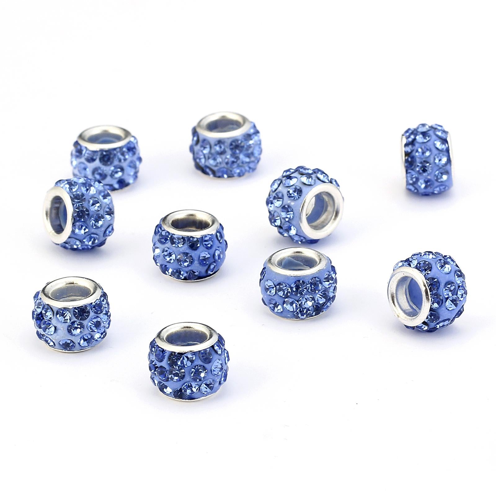 3x10pcs European Spacer Beads Rhinestone Bracelet Jewelry Findings Blue