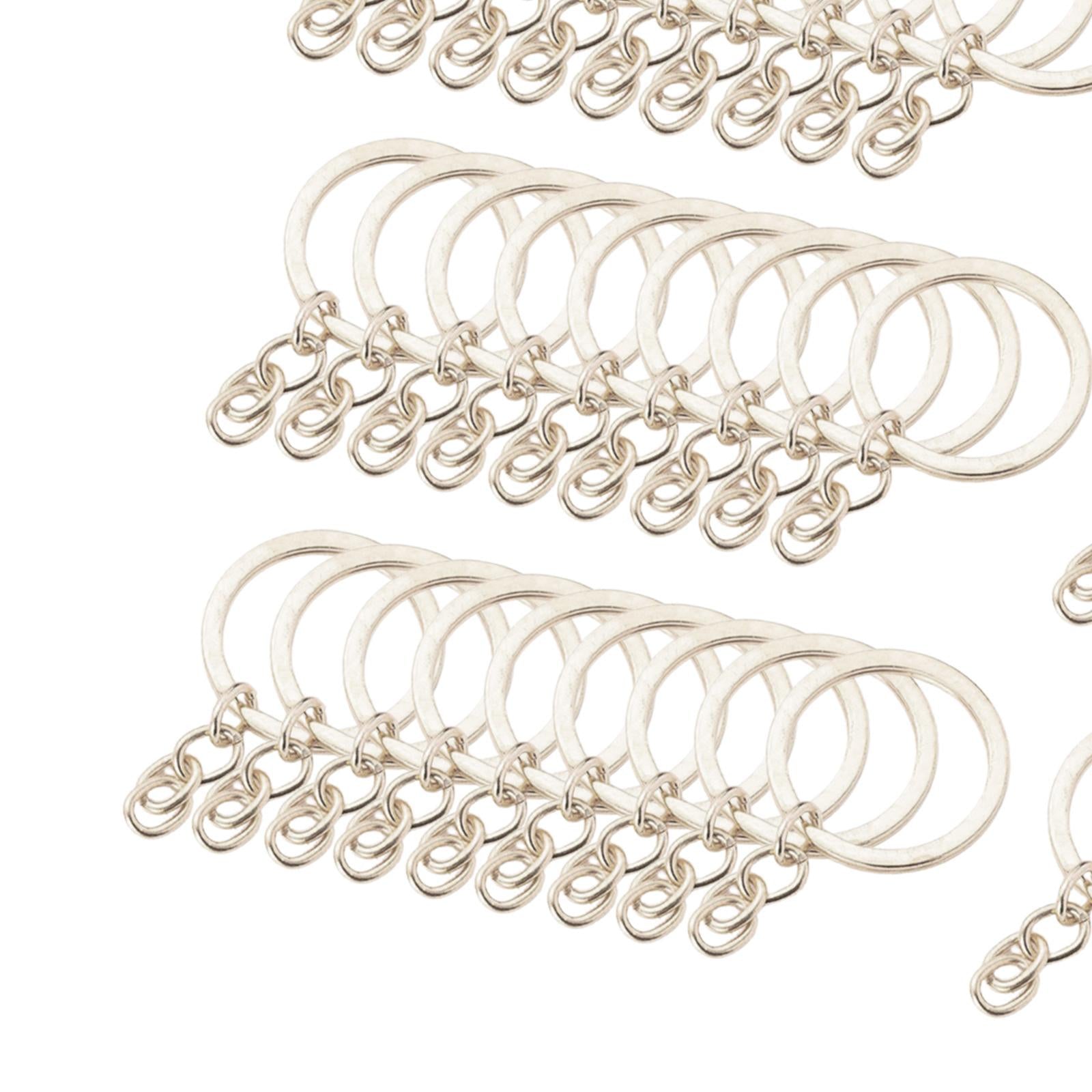 2x30x Keyring Blanks Key Chains Findings Split Rings 4 Link 25mm_White K
