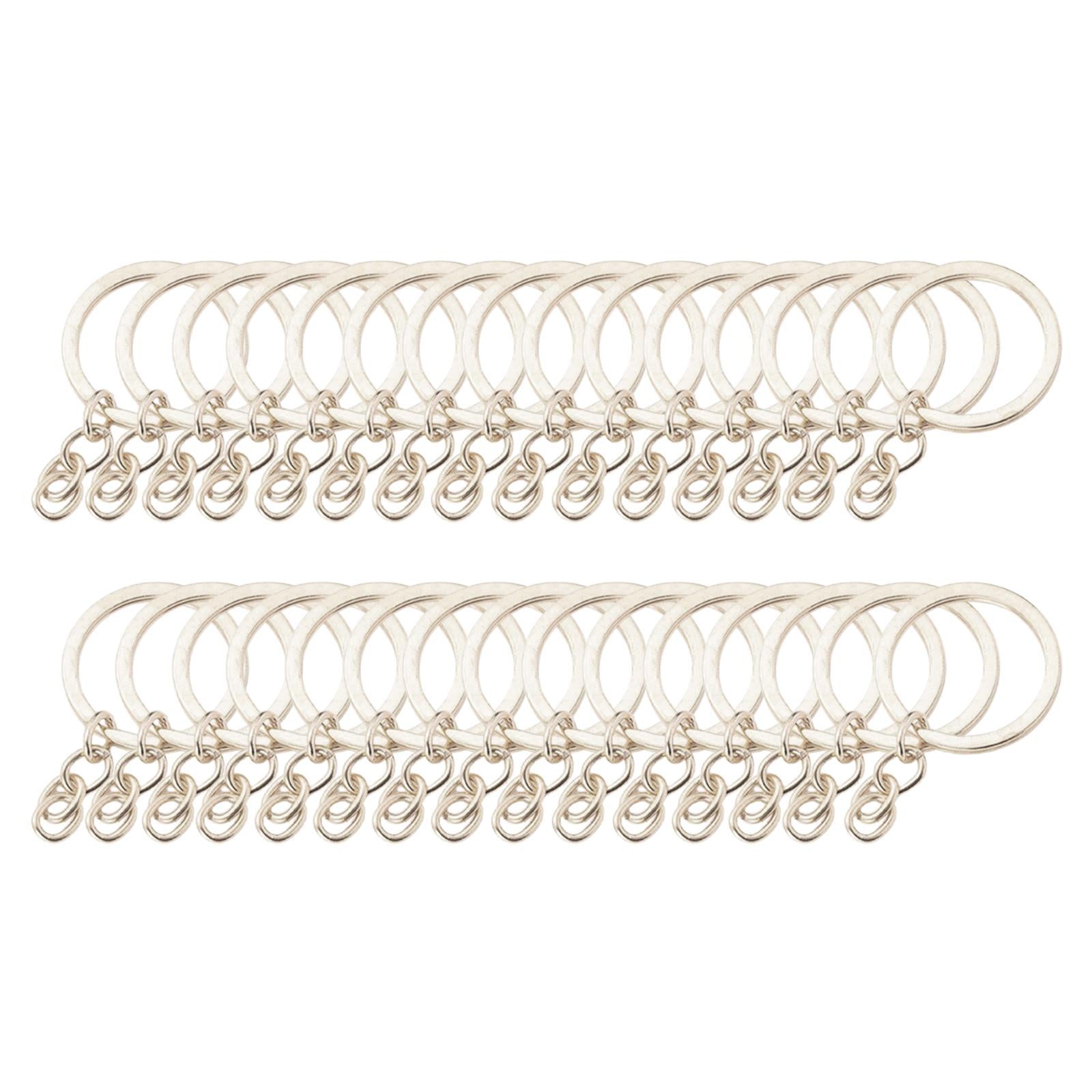 2x30x Keyring Blanks Key Chains Findings Split Rings 4 Link 25mm_White K