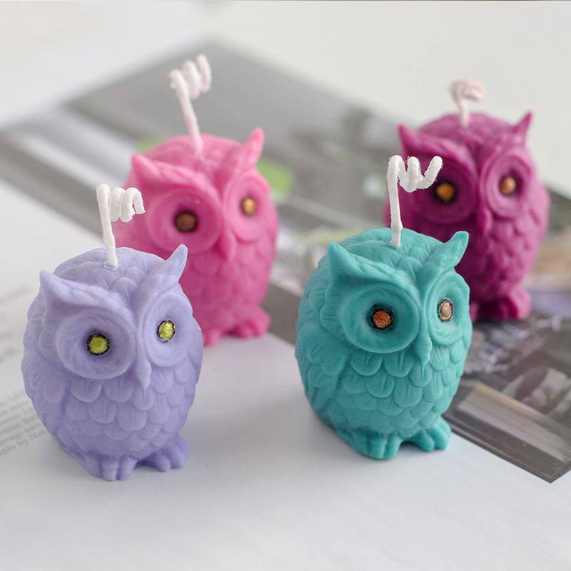 3x3D Owl Candle Mold Owl Silicone Mould for Cake Decorating Chocolate Fondant