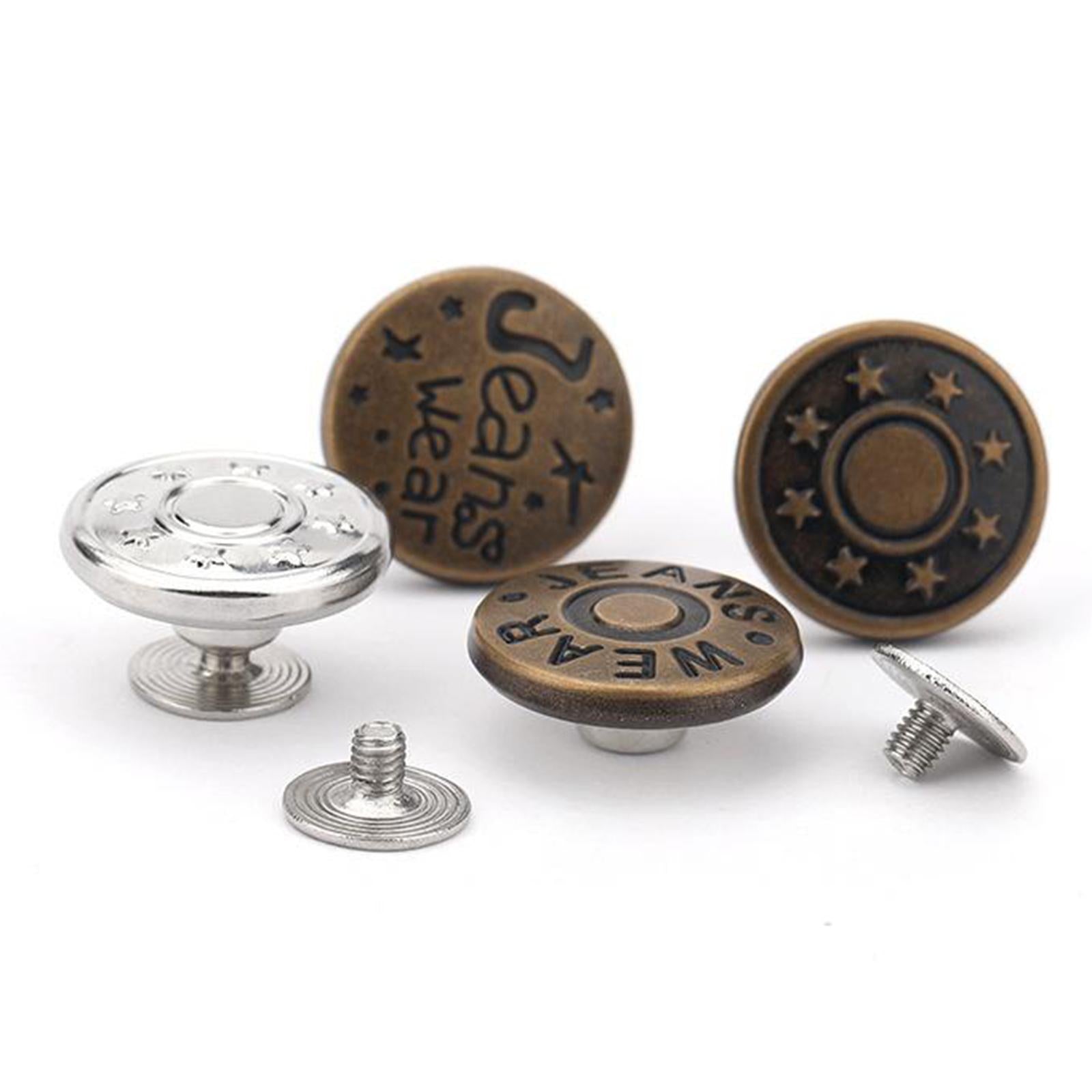5x3PCS Detachable Jean Buttons Removable Reduce Waist Size for Cowboy Clothing Bronze Classic