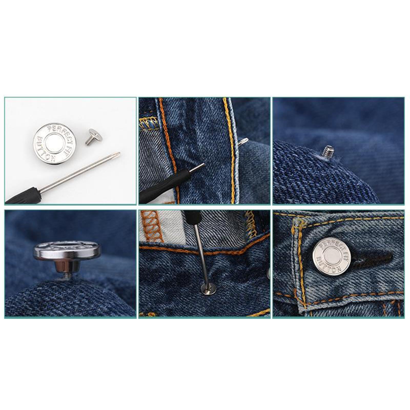 3x3PCS Detachable Jean Buttons Removable Reduce Waist Size for Cowboy Clothing Bronze English